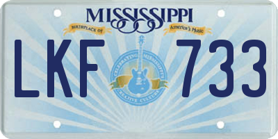 MS license plate LKF733