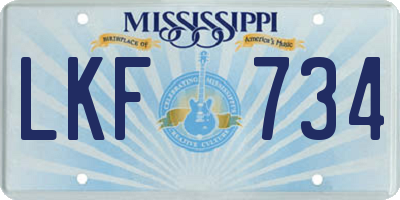 MS license plate LKF734