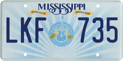 MS license plate LKF735