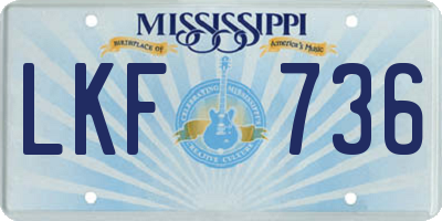 MS license plate LKF736
