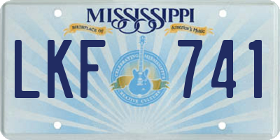MS license plate LKF741