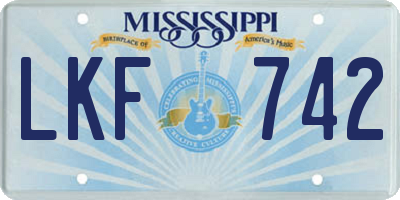 MS license plate LKF742