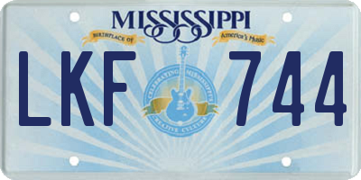 MS license plate LKF744