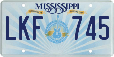 MS license plate LKF745