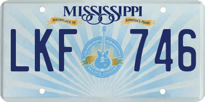 MS license plate LKF746