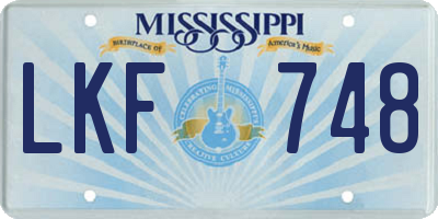 MS license plate LKF748