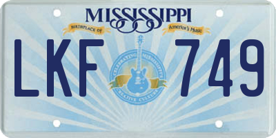 MS license plate LKF749