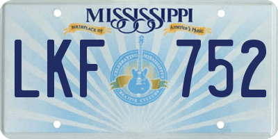 MS license plate LKF752