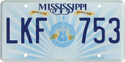 MS license plate LKF753