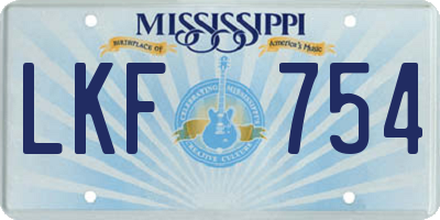 MS license plate LKF754