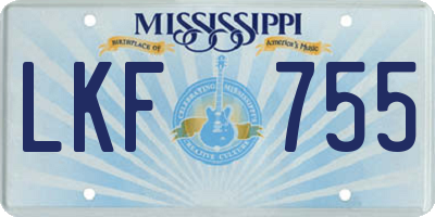 MS license plate LKF755