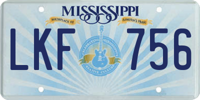 MS license plate LKF756