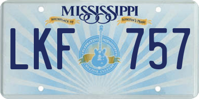 MS license plate LKF757