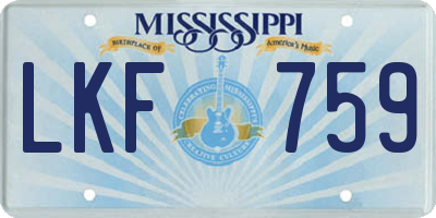 MS license plate LKF759