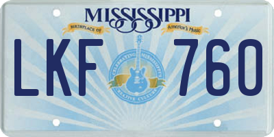 MS license plate LKF760