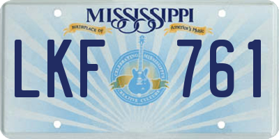 MS license plate LKF761