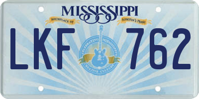 MS license plate LKF762