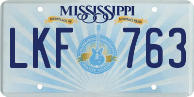 MS license plate LKF763