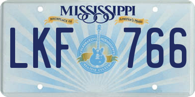 MS license plate LKF766