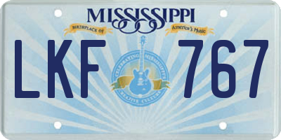 MS license plate LKF767