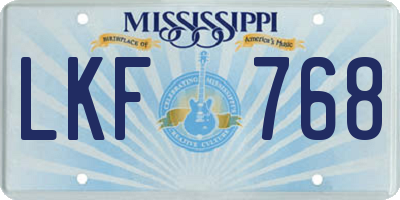 MS license plate LKF768