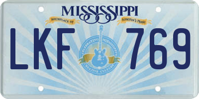 MS license plate LKF769
