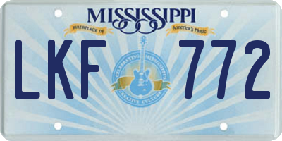 MS license plate LKF772