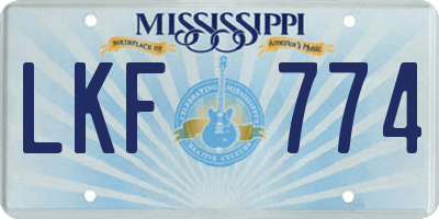 MS license plate LKF774