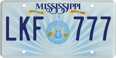 MS license plate LKF777