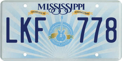 MS license plate LKF778
