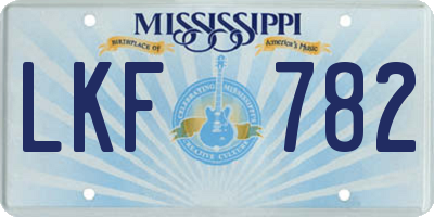 MS license plate LKF782
