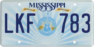 MS license plate LKF783