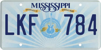 MS license plate LKF784