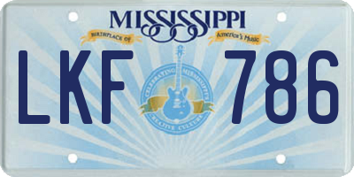 MS license plate LKF786