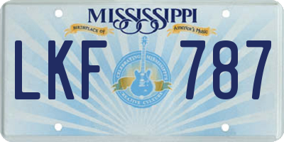 MS license plate LKF787