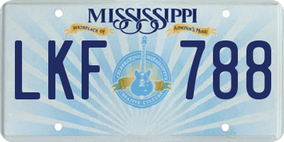 MS license plate LKF788