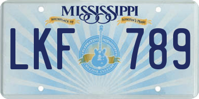 MS license plate LKF789