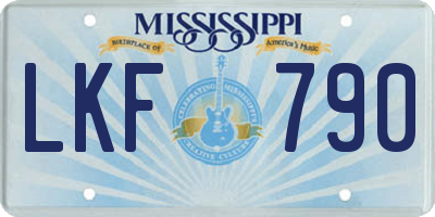 MS license plate LKF790