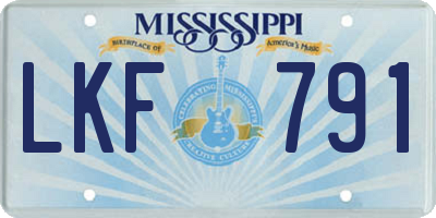 MS license plate LKF791