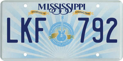 MS license plate LKF792
