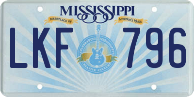 MS license plate LKF796