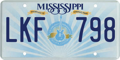 MS license plate LKF798