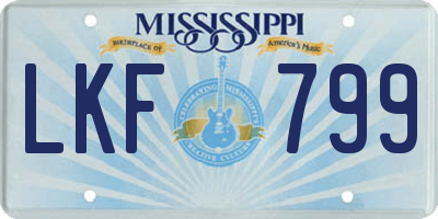 MS license plate LKF799