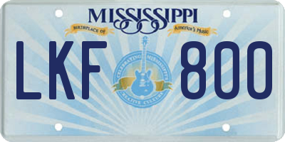MS license plate LKF800