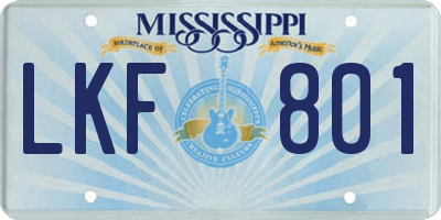 MS license plate LKF801
