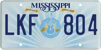 MS license plate LKF804