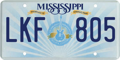MS license plate LKF805