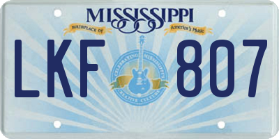 MS license plate LKF807
