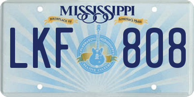 MS license plate LKF808