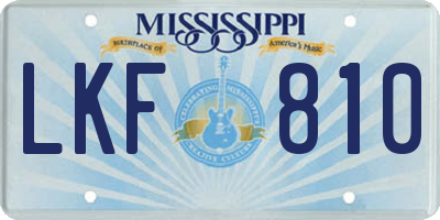 MS license plate LKF810